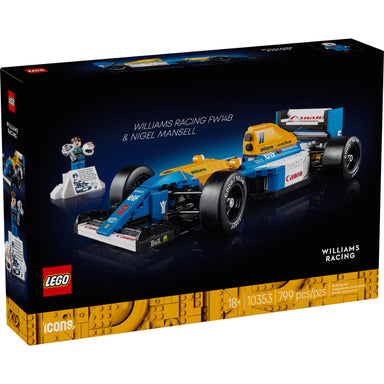 Set LEGO® Icons Williams Racing FW14B 10353 con minifigura de Nigel Mansell, base de exposición y detalles auténticos del monoplaza campeón de Fórmula 1 de 1992.