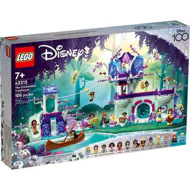 LEGO Disney Casa del Árbol Encantada 43215 con personajes de princesas y casa de dos niveles