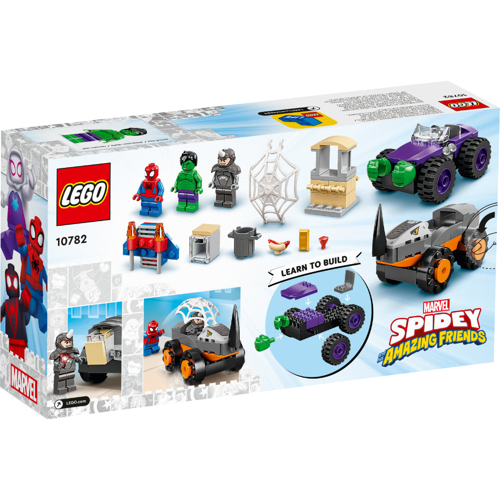 LEGO® Marvel Spidey y su Superequipo Camiones de Combate de Hulk y Rino (10782)